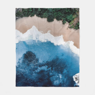 AREAL VIEW PHOTOGRAPHY OF OCEAN FLEECE BLANKET