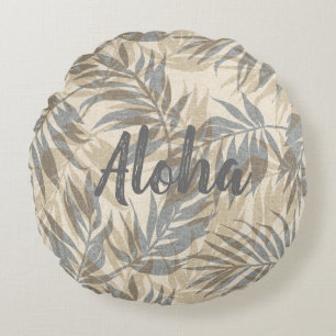 Areca Palms Hawaiian Tropical Vintage Aloha Round Pillow