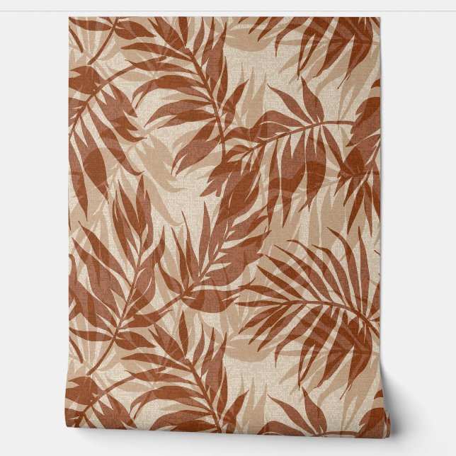 Areca Palms Hawaiian Tropical Vintage- Spice Wallpaper (Unrolling)