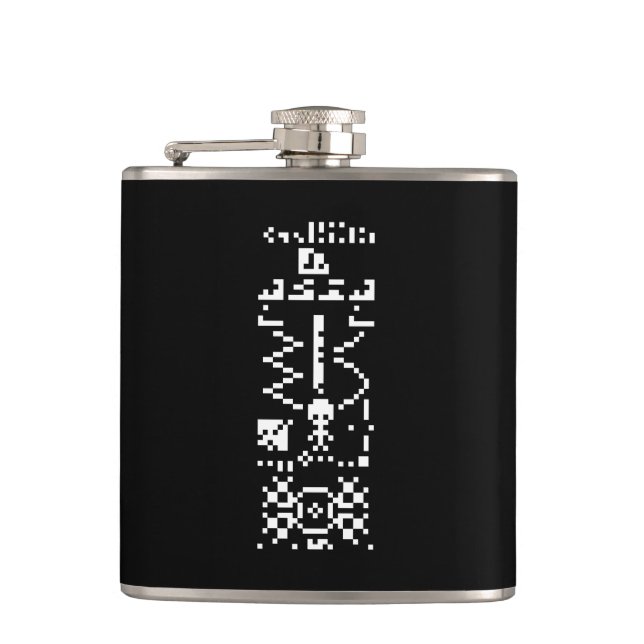 Arecibo Binary Message Reply Hip Flask (Front)