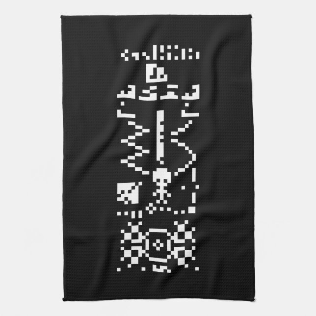 Arecibo Binary Message Reply Kitchen Towel (Vertical)
