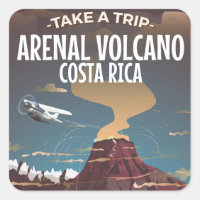 Arenal Volcano Costa Rica vintage cartoon poster