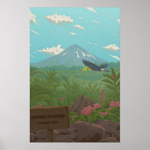 Arenal Volcano National Park Costa Rica Travel Poster