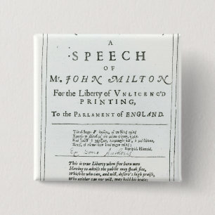 Areopagitica'  a speech of John Milton 2 Inch Square Button