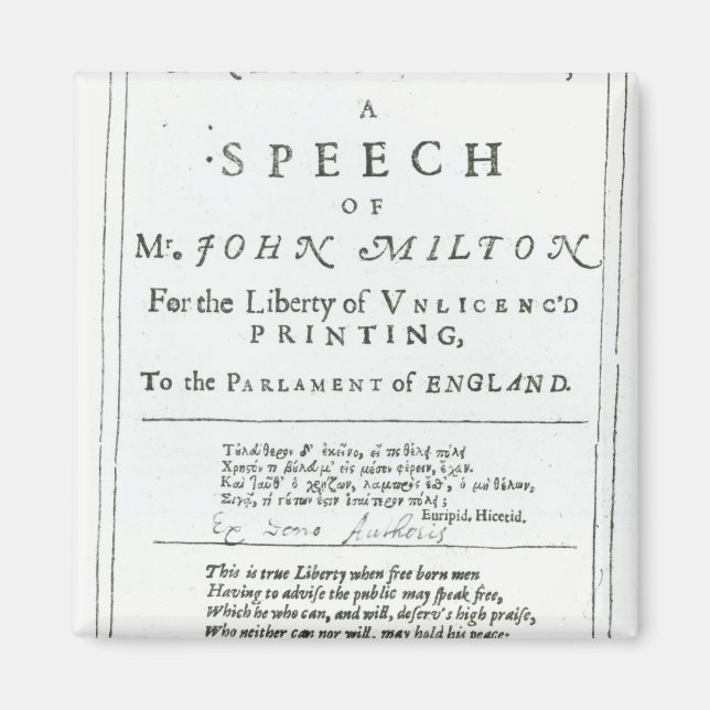 Areopagitica'  a speech of John Milton Magnet (Front)