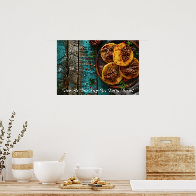 Arepa Bread With Prayer Words Personalized Poster (Kitchen)