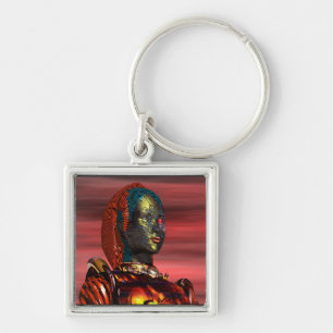 ARES - CYBORG PORTRAIT IN SUNSET / Science Fiction Keychain