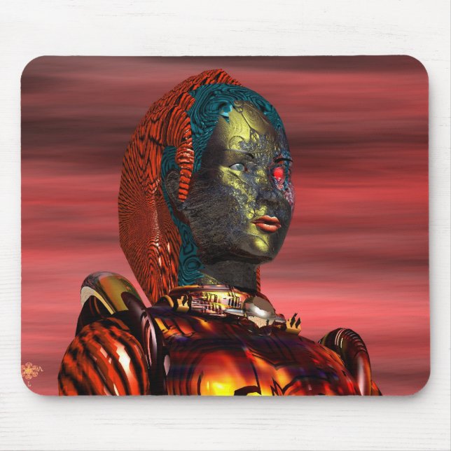 ARES - CYBORG PORTRAIT IN SUNSET Science Fiction Mouse Pad (Front)
