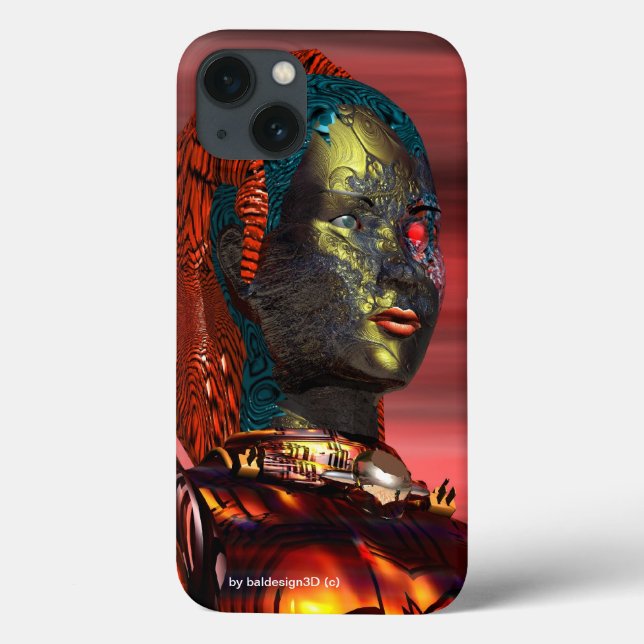 ARES - CYBORG PORTRAIT Red Science Fiction Case-Mate iPhone Case (Back)