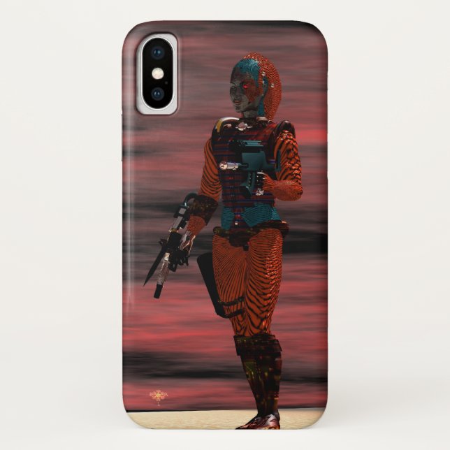 ARES CYBORG,RED SUNSET Science Fiction,Sci-Fi Case-Mate iPhone Case (Back)