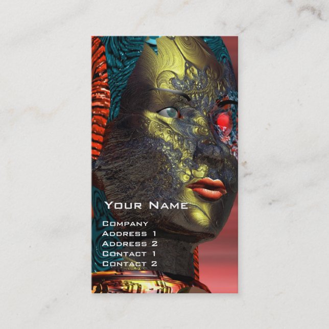 ARES CYBORG Red Yellow Science Fiction Business Card (Front)