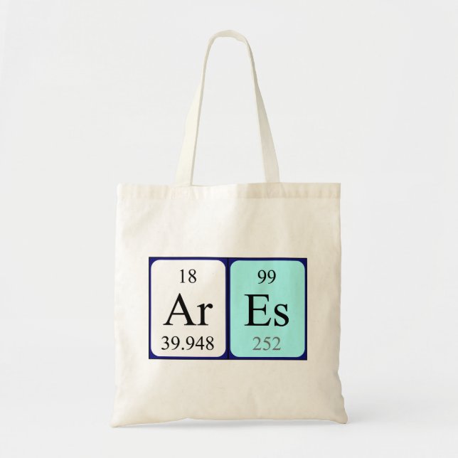 Ares periodic table name tote bag (Front)