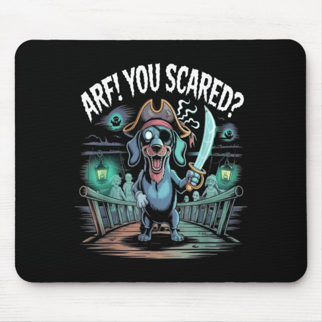 Arf You Scared_ Funny Dachshund Dog Halloween Mouse Pad (Front)