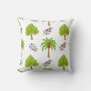 Argan and Date Palm Pattern Throw Pillow