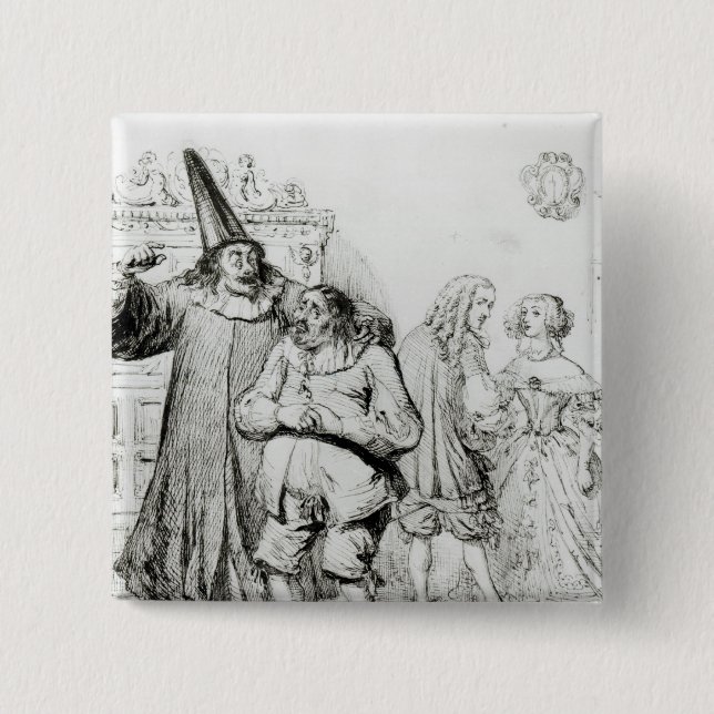 Argan and Monsieur Purgon 2 Inch Square Button (Front)