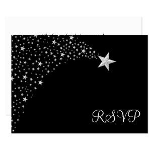 Argent Black Falling Stars Bat mitzvah RSVP