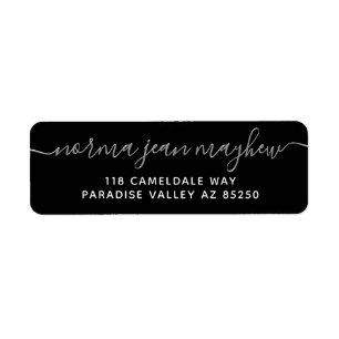 Argent Black Fancy Handwriting Return Adresse