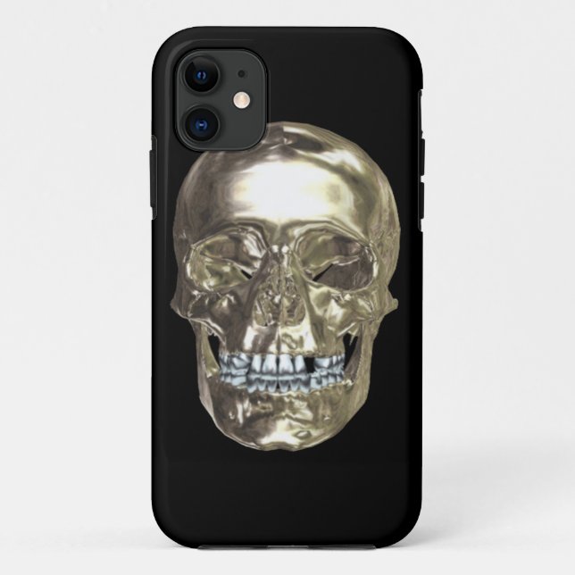 Argent Chrome Skull iPhone 5G Coque (Dos)