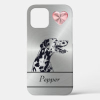 Argent/Coeur rose Coque de l'iPhone 12 Dalmatien