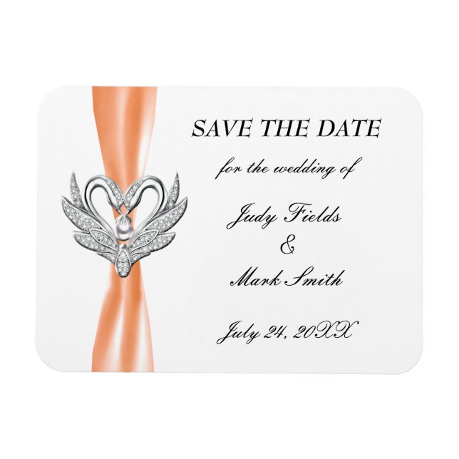 Argent De Ruban Orange Swans Enregistrer Le Magnet (Horizontal)