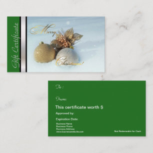Argent de vert de certificat de chèque-cadeau de