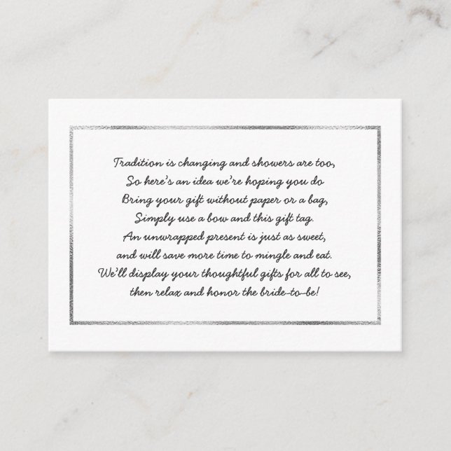 Argent Display carte d'insertion de douche nuptial (Devant)