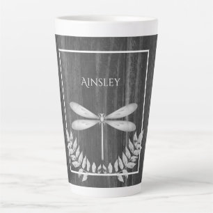 Argent Dragonfly Rustic Personnalisé Latte Mug