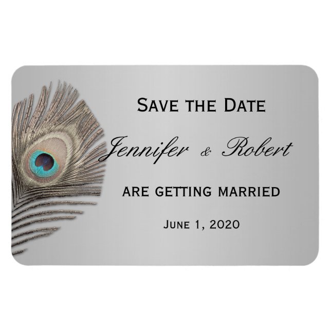 Argent Elegance Peacock Mariage Magnet (Horizontal)