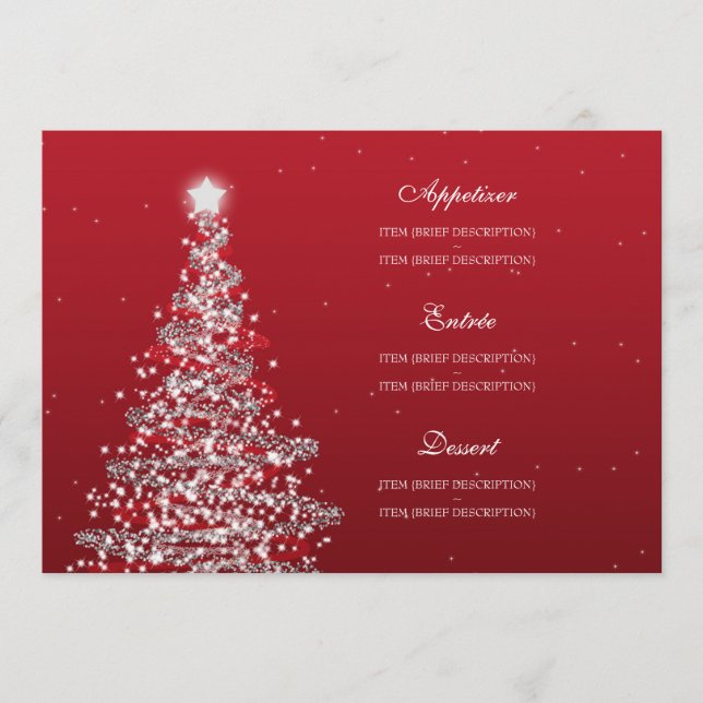 Argent élégant de rouge de menu de mariage de Noël (Devant)