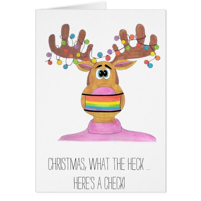 Argent Enfermé Cadeau LGBT Rudolph Reindeer masqué (Devant)