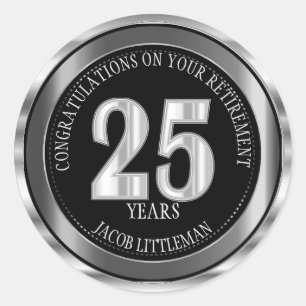 Argent et noir - Sticker rond classique de 25 ans