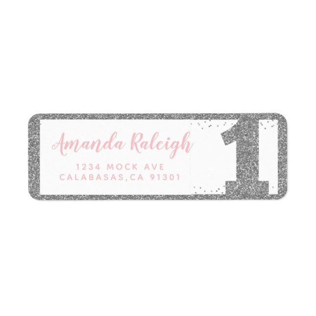 Argent et rose Parties scintillant Faux Premier an (Devant)