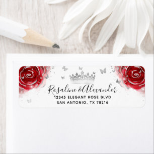 Argent et Rose rouge Élégante Couronne Adresse de 