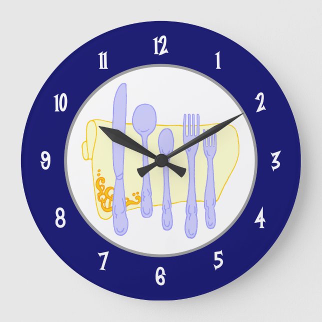 Argent et serviette sur une horloge bleue murale (Recto)