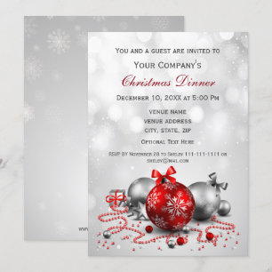 argent Festive Entreprise Noël Invitation