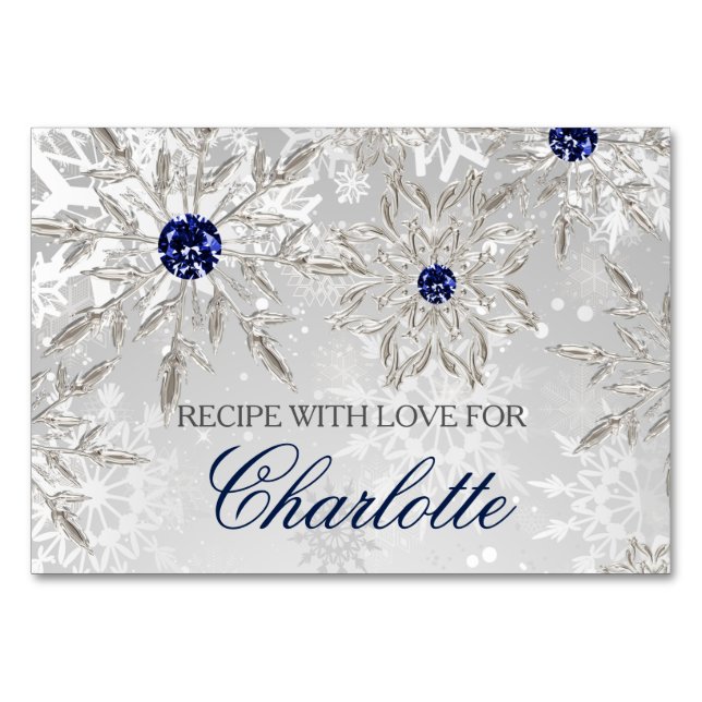 argent flocons de neige hiver nuptiale carte de re (Devant)