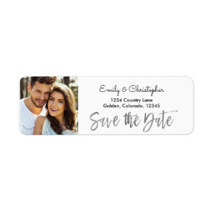 Argent Foil Script Mariage Enregistrer la photo de