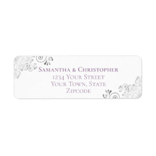 Argent Frills Purple White Mariage Adresse de reto