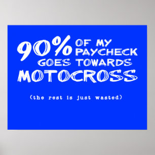 Argent Gâché Affiche Moto Cross Dirt Bike