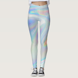 Argent Holographique Rétro Leggings Femme