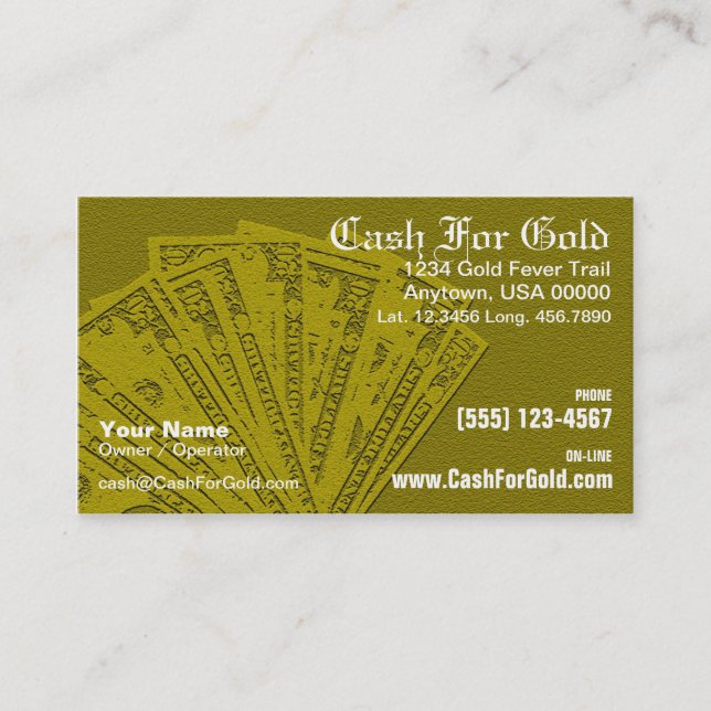 Argent liquide pour le carte de visite d'or (Devant)