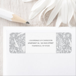 Argent moderne Gris Graphique Floral Adresse de re