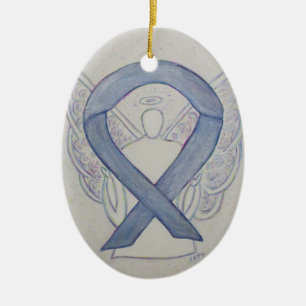 Argent Mystic Awareness Ribbon Angel Ornement