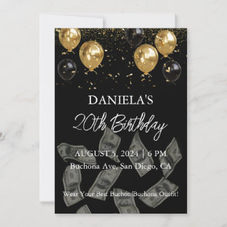 Argent noir et or Invitation de fête d'anniversair