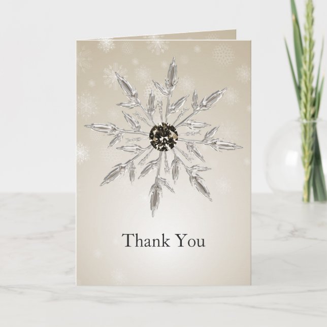 argent or snowflakes hiver mariage Merci (Devant)