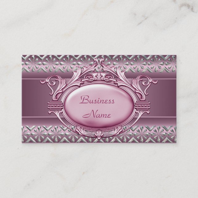 Argent rose Satin Trim Carte de visite élégant 2 (Devant)