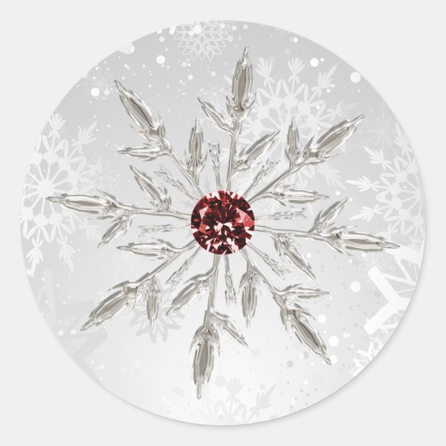 argent rouge flocons de neige autocollants de mari (Devant)