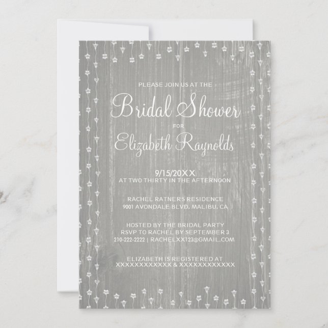 Argent Rustique Pays Bridal Invitations de douche (Devant)