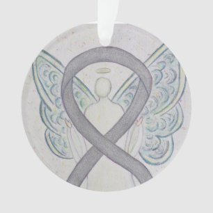 Argent Sensibilisation Ruban Angel Ornements