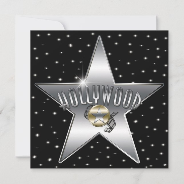 Argent Star Old Retro Hollywood Sparkle Invitation (Devant)
